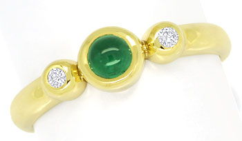 Foto 1 - Gelbgoldring TOP Smaragd Cabochon lupenreine Brillanten, R6487