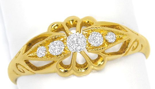 Foto 2 - Original antiker Halbmemory Diamanten-Ring 18K Gelbgold, S3245