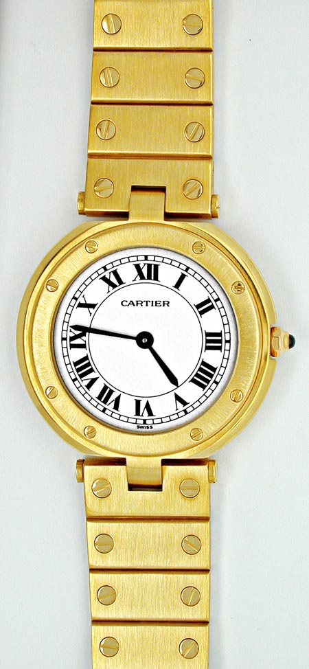 Foto 2 - Orig. Cartier Santos Gelbgold Herren Uhr Geprüft Neuz., U1799