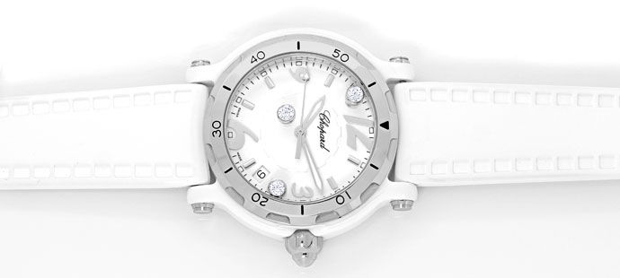 Foto 1 - Ceramic Weiss Chopard Happy Sport Limitiert Armband Uhr, U2454
